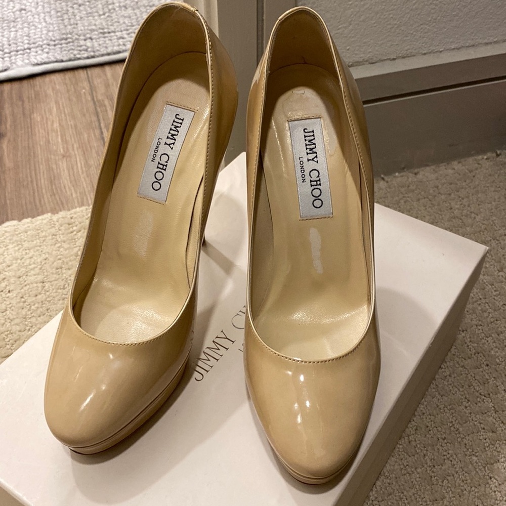247 Cosme patent nude jimmy choo heels size 7 in original box